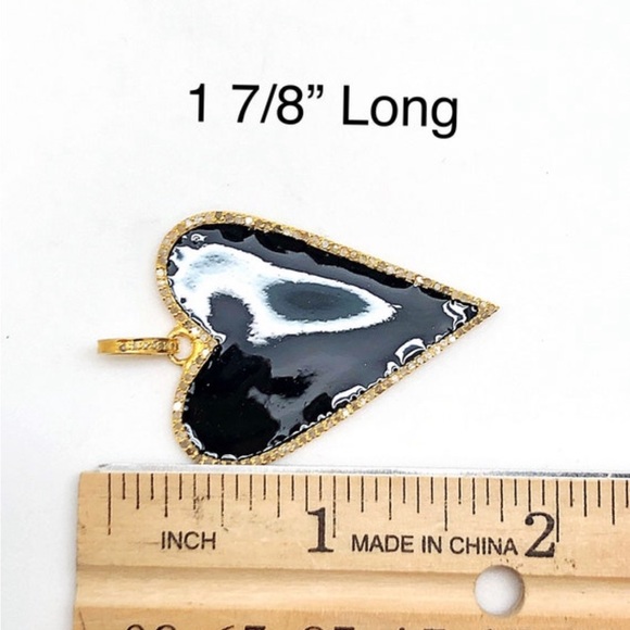 Diamond Black, Pink, & Red Enamel Heart on Diamond Lobster Clasp Paperclip Chain - Picture 6 of 6